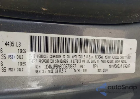 2012 Jeep Patriot Sport из США, поврежденный, VIN 1C4NJPBA8CD673097